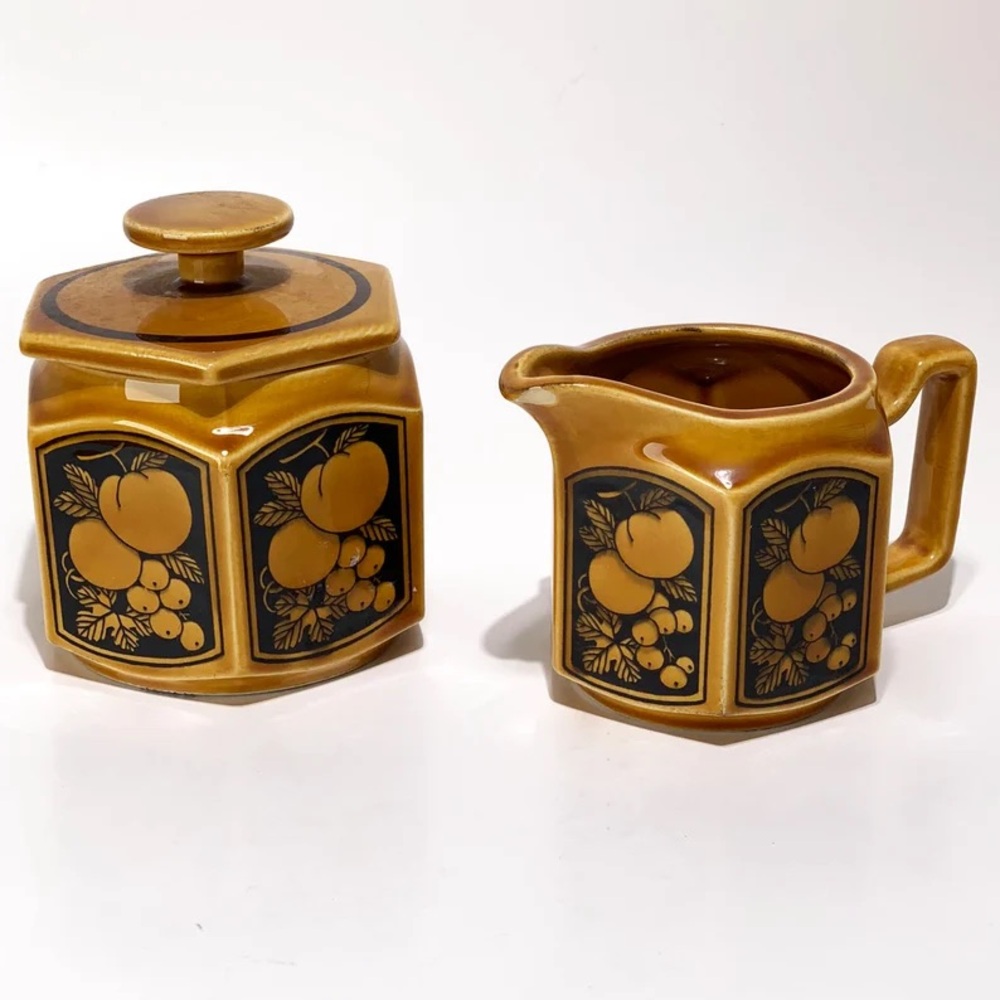 MCM Sugar and Creamer, Vintage Ceramic Glazed 70s